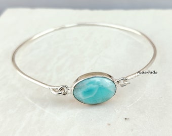 Handgemaakte larimar-armband, 925 sterlingzilveren armband, cadeau voor haar