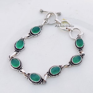 Green Onyx Bracelet, 925 Sterling Silver Bracelet, Handmade Bracelet, Wonderful Bracelet, Boho Bracelet, Stylish Bracelet, Designer Bracelet