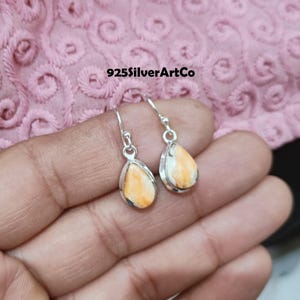 Handmade Spiny Oyster Turquoise Earrings: 925 Sterling Silver