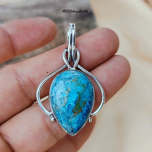 Tibetan Turquoise 925 Sterling Silver Pear Pendant