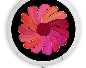 Lipstick flower Round Compact Mirror