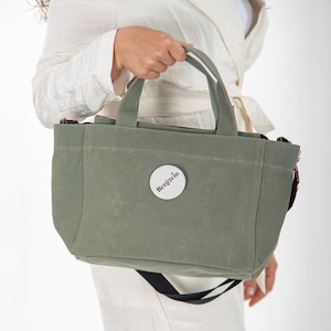 Waxed Canvas Tote Bag, Tote Bag With Long Straps, Large Canvas Tote, Custom Canvas Tote Case, Waxed Canvas Crossbody Shoulder Bag
