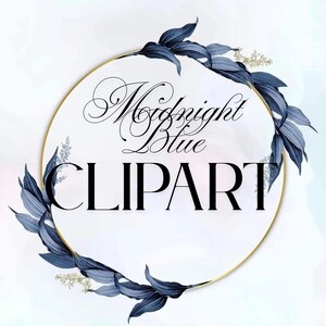 Clipart azul medianoche - acuarela floral - invitación de boda - menú de boda - reserva la fecha