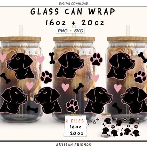 16 オンスと 20 オンスのガラス缶用のラブラドール犬 svg、リビー ガラス svg、犬のお母さんのタンブラー svg、ラブラドール レトリバー svg、ビール グラス svg