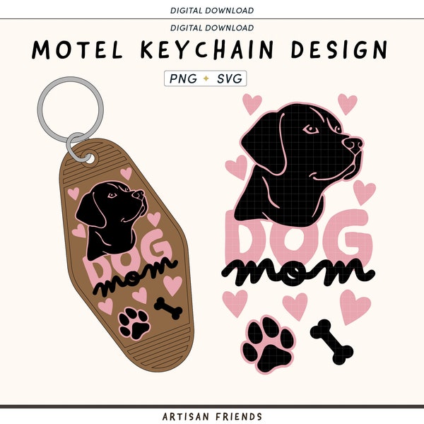 Dog mom MOTEL KEYCHAIN Svg, Vintage Keychain Svg, Svg For Keychain, Labrador retriever svg