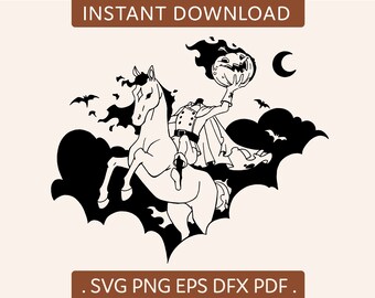 1 pcs sleepy hollow clipart, Halloween print, Halloween, Cutting File, svg, png, dfx, Commercial Use
