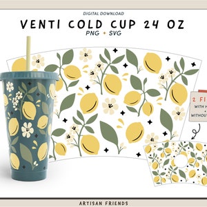 Magical Lemon 24oz Venti Cold Cup Svg, lemon svg, For Cricut, lemon wrap Svg, spring Png svg, Digital Download