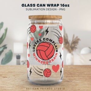 Volleyball Beer Can Wrap 16oz svg, Volleyball svg, sports cup wrap, Gift for her, Winners train