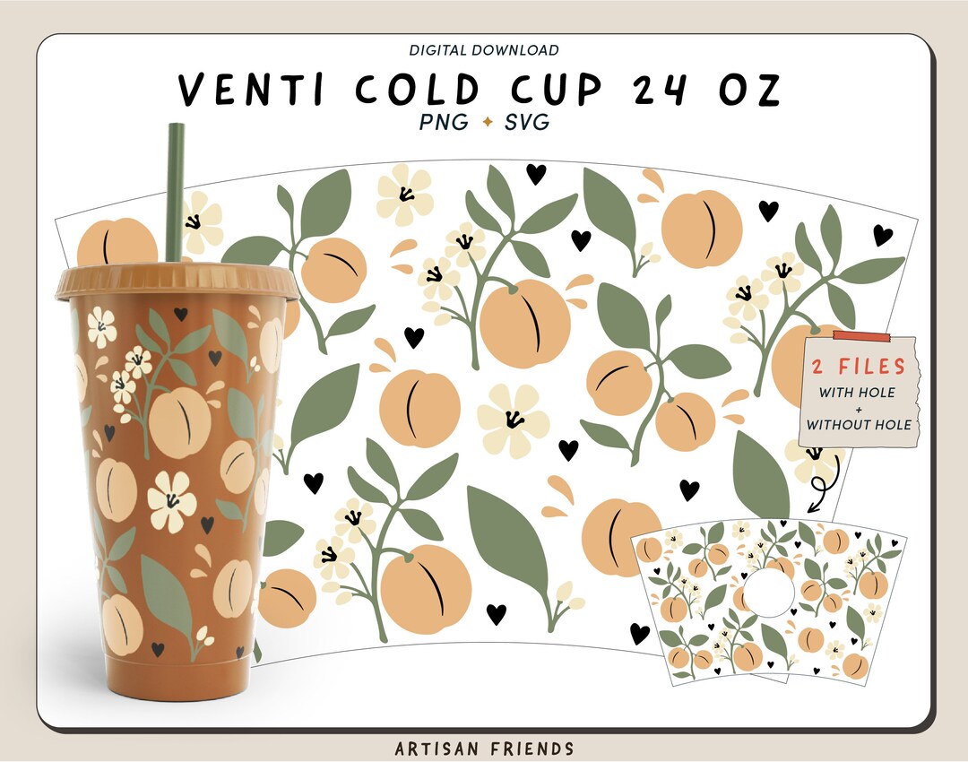 Magical PEACH 24oz Venti Cold Cup Svg, Peaches Svg, for Cricut, Spring