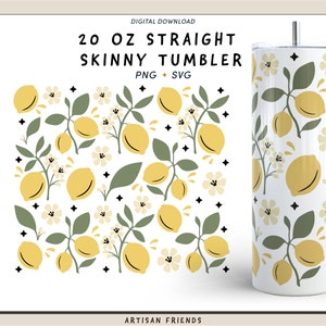 Magical Lemon 20oz Skinny Tumbler Wrap, lemon svg, For Cricut, lemon wrap Svg, spring Png svg, Digital Download