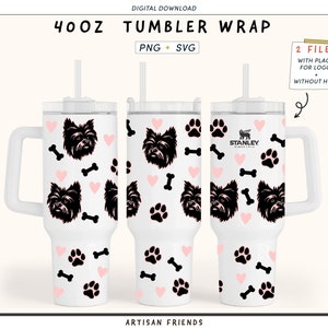 Yorkshire svg voor voor 40oz tuimelaar wrap svg, Stanley Tumbler Svg, Quencher Svg, hond moeder Tumbler svg, Yorkshire Terrier svg