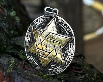 King Solomon's Hexagram Pendant: 925K Sterling Silver Religious