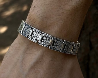 【超ポイントバック祭】 Bracelet Chain Plate School Old Mens 925K 12mm Silver, アクセサリー