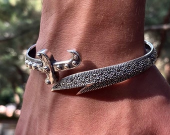 Massives Sterling Silber 925 Manschette Armband für Männer, Zulfiqar Armband Sterling Silber, riesiges Design Einzigartiges männliches Armband, Geschenk für Ehemann