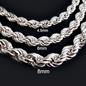 Handmade 925 Sterling Silver Rope Chain Necklace