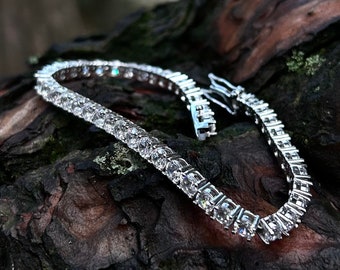 Women's 925K Silver Waterway Bracelet, 925 Sterling Silver Tennis Bracelet  For Woman, Shiny Silver Bracelet For Girls, Gift For Mothers Day