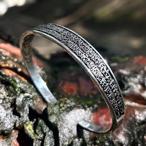 Handgemachte Ayat al-kursi 925 Sterling Silber Armspange: Islamischer Schutz Armreif