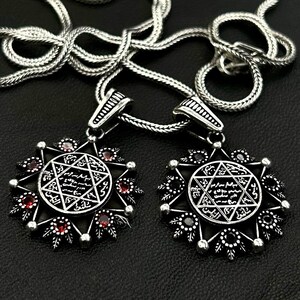 Srebrne naszyjniki z pieczęcią Salomona – 2 opcje kamieni, biżuteria z amuletem kabały