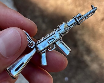 Collar de plata de ley AK47: colgante de ametralladora, regalo de gánster