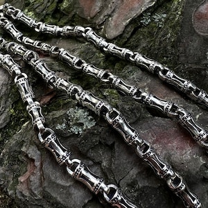 925 Sterling Silver Bone Chain, Unique Design Bone Chain For Men, Mens Unique Link Chain, Heavy Chain For Men, Gift For Boyfriend