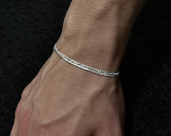 Zierliches 925 Sterling Silber Kettenarmband: Minimalistischer Layering Schmuck