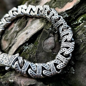 925 Sterling Silver Heavy Chain Bracelet for Men, Unique Handmade Male Jewelry | Engraved Silver Bracelet Gift for Husband or Boyfriend