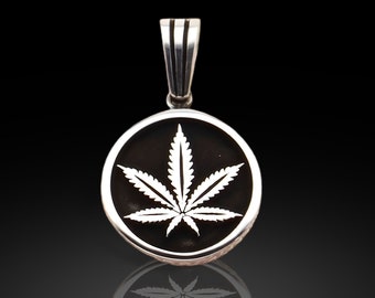 Marijuana Leaf Weed Necklace Personalized Engraved Heart Custom Gift Pendant-Valentines Day Love