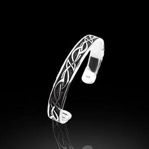Patterned Sterling Silver Cuff Bracelet For Men: Adjustable Design