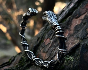 925 Sterling Silver Fist Bracelet: Adjustable Wired Design for Men