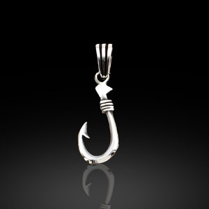 Sterling Silver Hawaiian Fish Hook Pendant: Serrated Grappling Hook