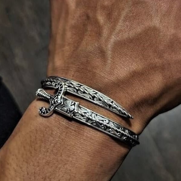 Handmade Handschellen Armband für Männer | 925 Sterling Silber Armband | Herren Silberschmuck | Männer Silber Armreif | Silber Geschenk für Mann