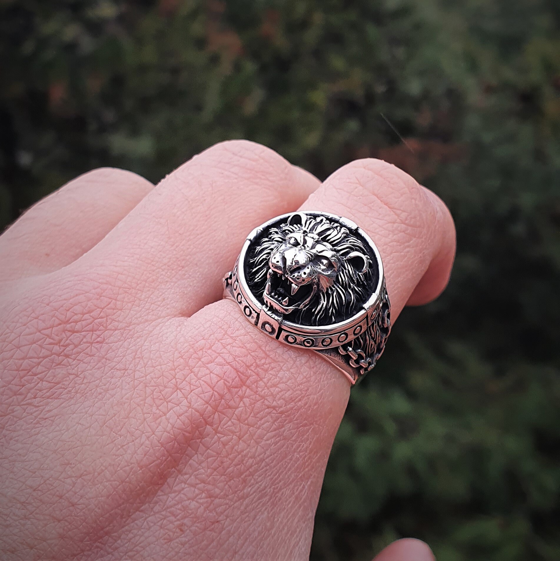 Roaring Lion Ring 3D Lion Silver Ring for Men Etsy