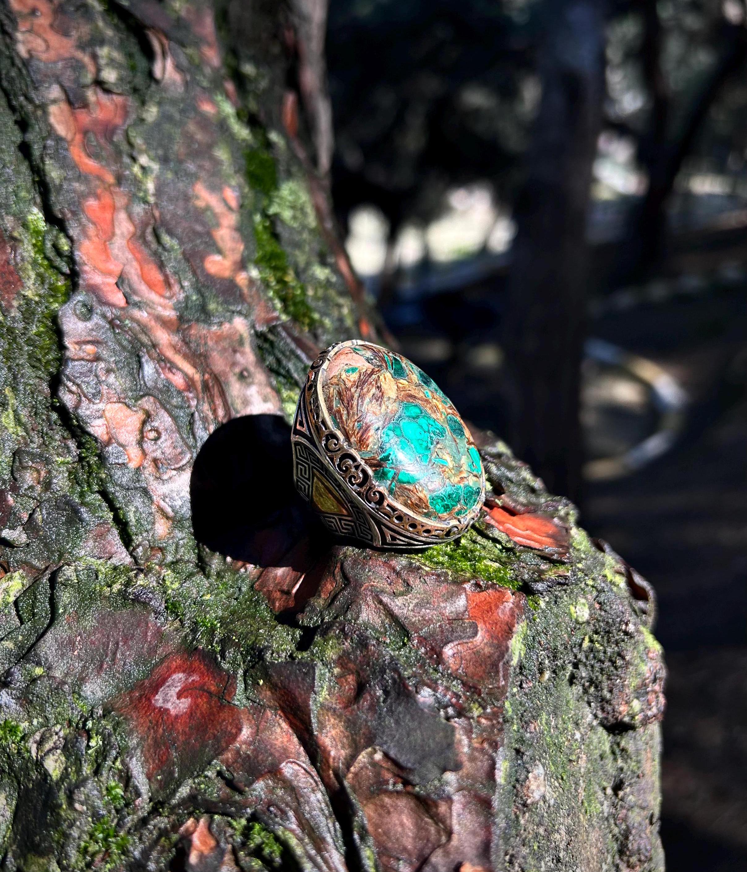 Anello In Rame Tecnica Wire Con Perla In Ceramica Colore Turchese E... | Su - Foto 7