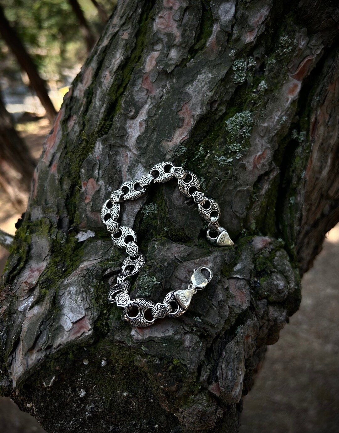 Sterling Silver CZ 'Heavy Guage,   Chunky Link' Oval CZ link Belcher Bracelet - 11mm Link main image 0