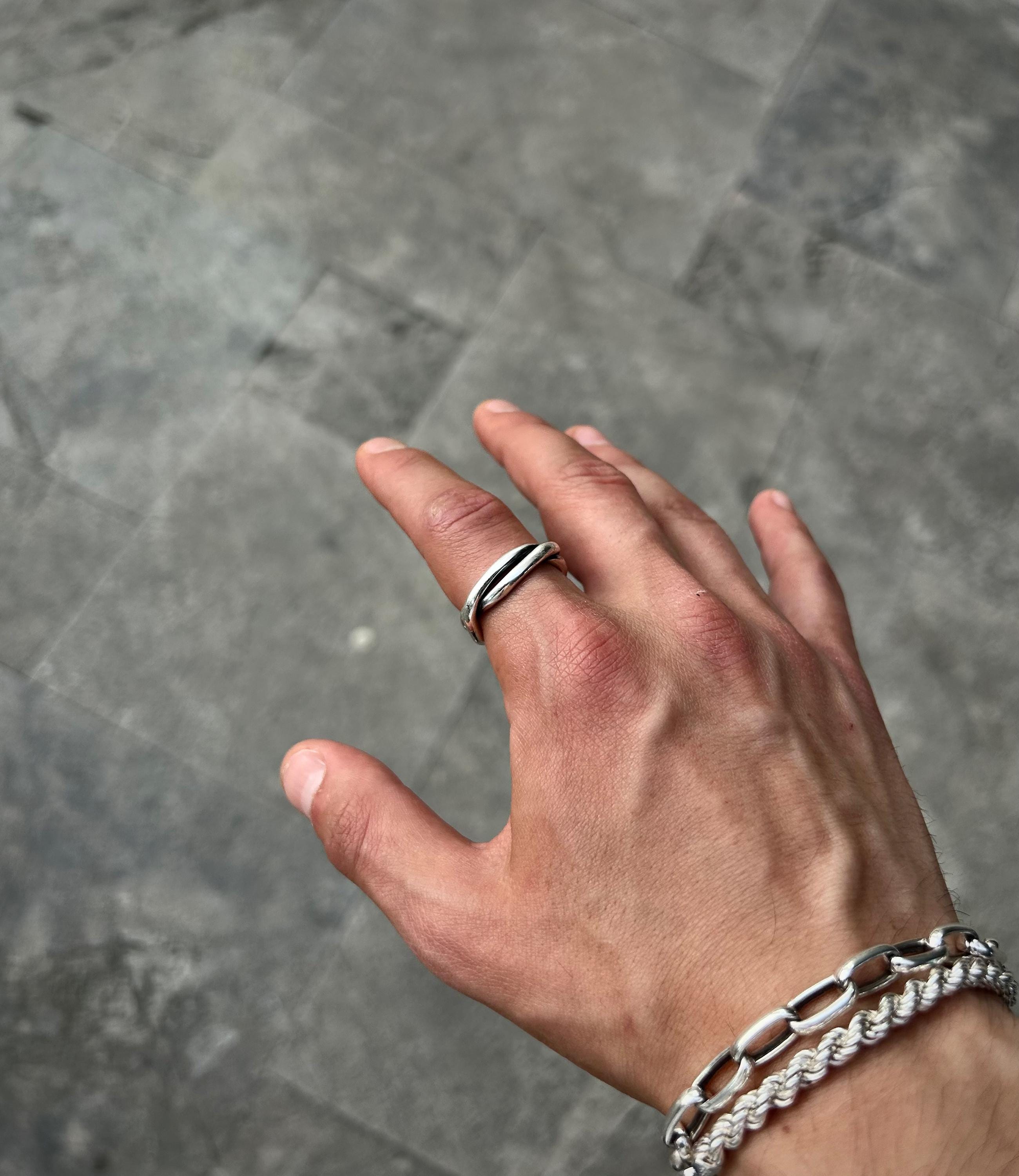 Sterling Silver Twist Ring for Men: Handmade Double Band - Etsy