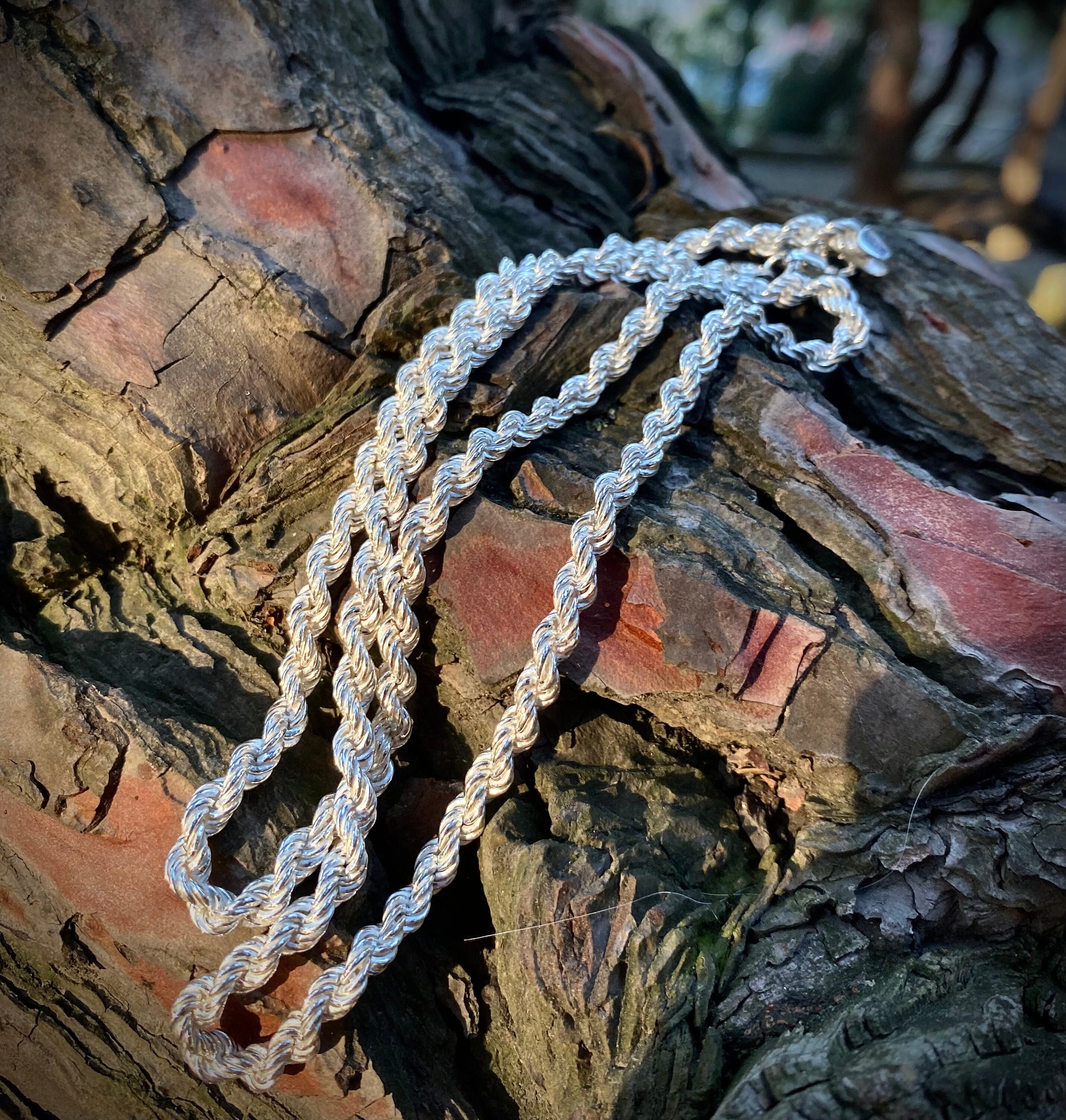 Handmade 925 Sterling Silver Rope Chain Necklace - Etsy