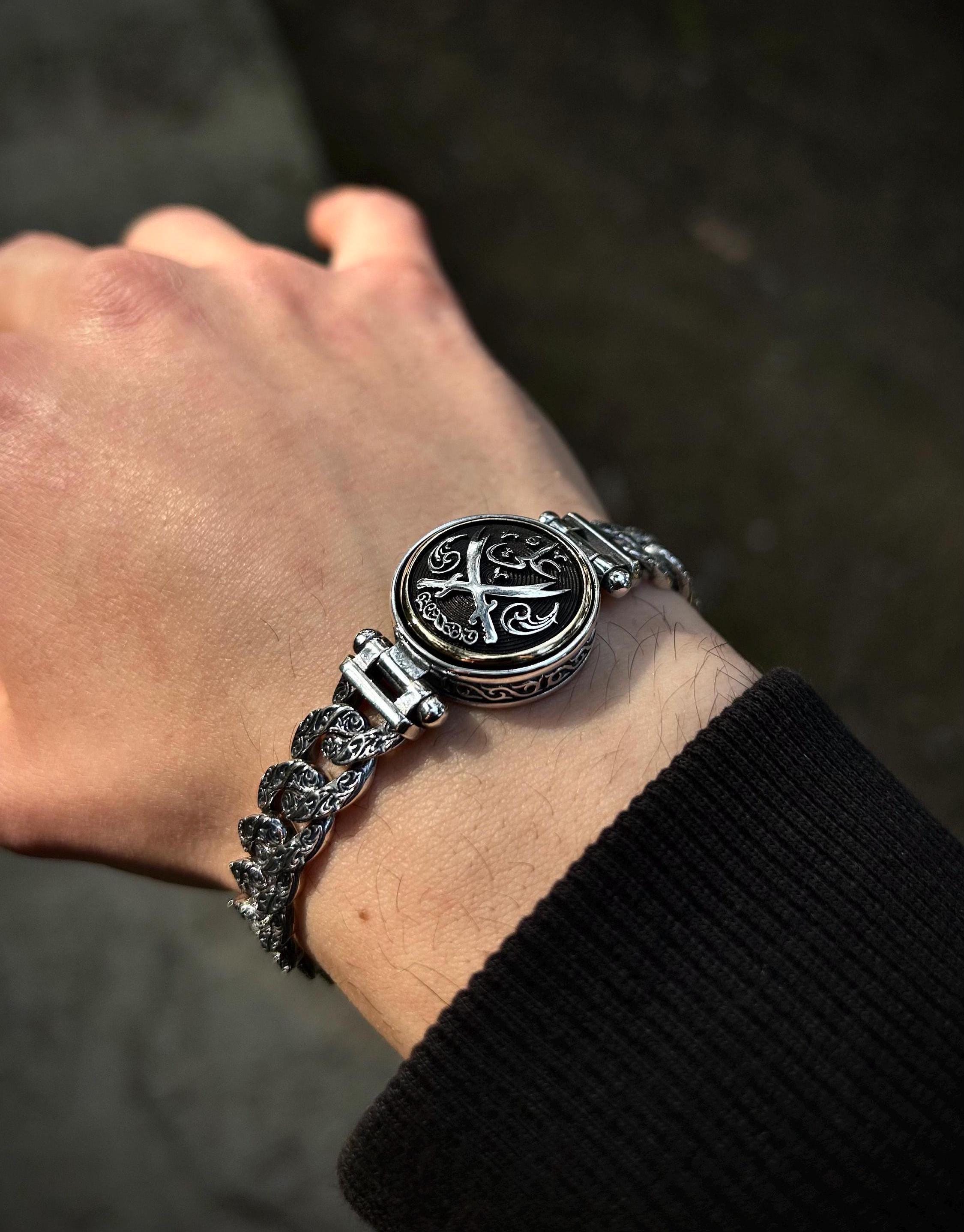 925 Sterling Silver Zulfiqar Chain Bracelet: Engraved Shia Jewelry