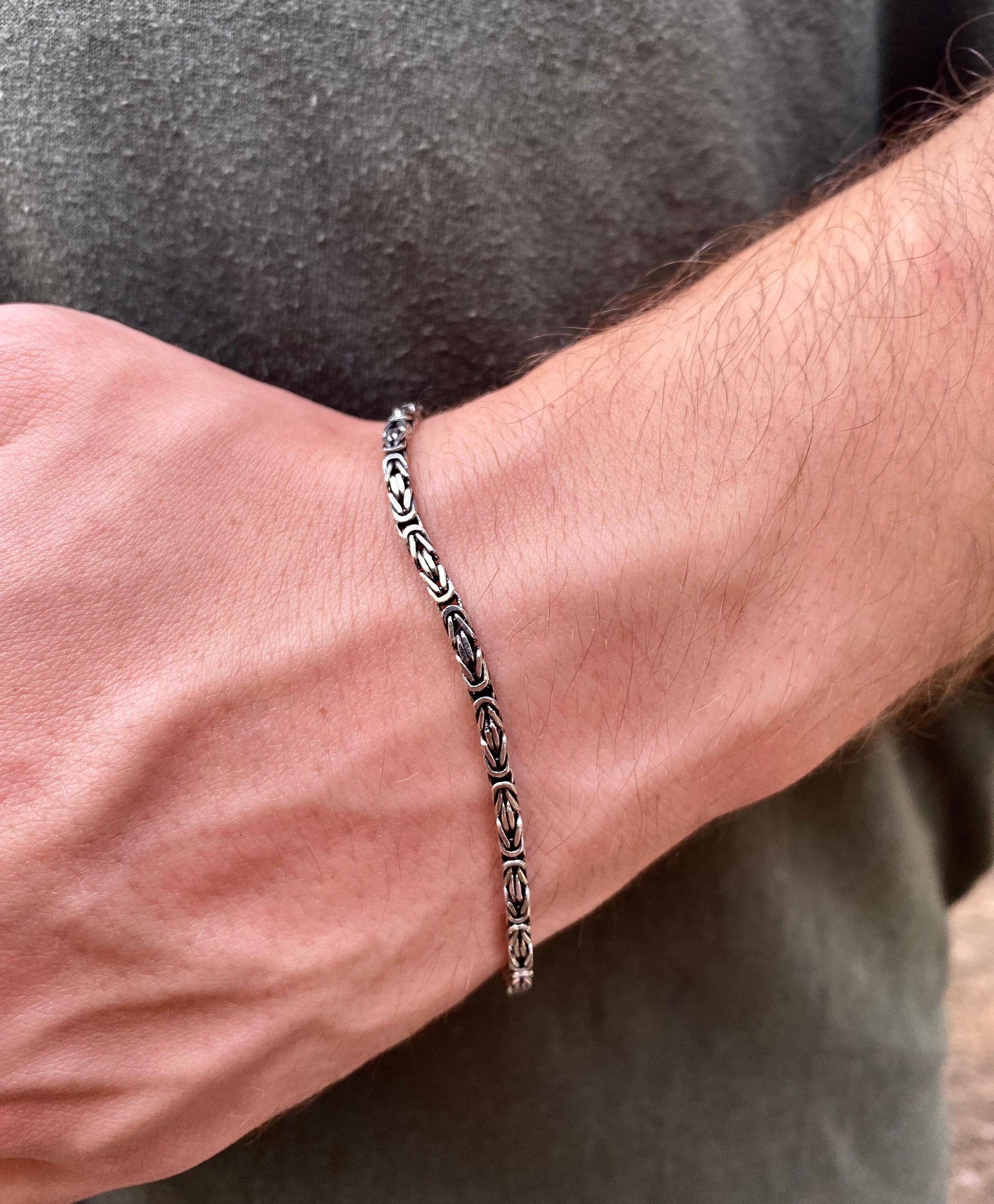 King Chain Bracelet 925K Silver, Mens Chain Bracelet Silver