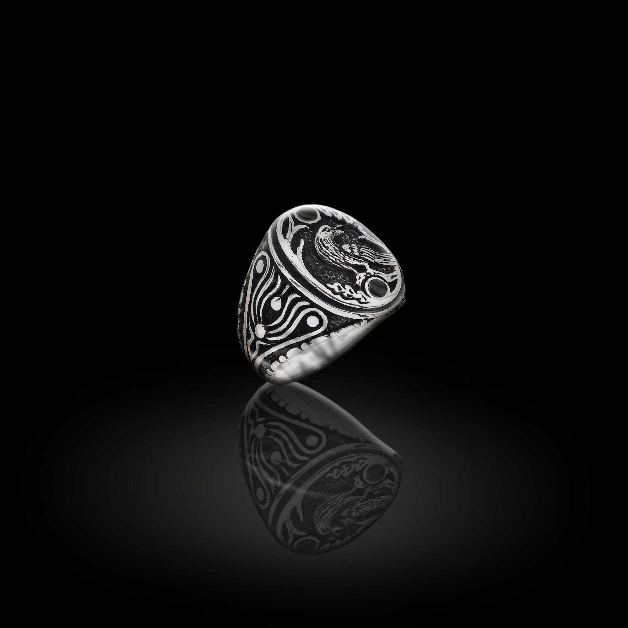 Detailed Bird Symbol Ring: 925K Sterling Silver Osiris Jewelry - Etsy