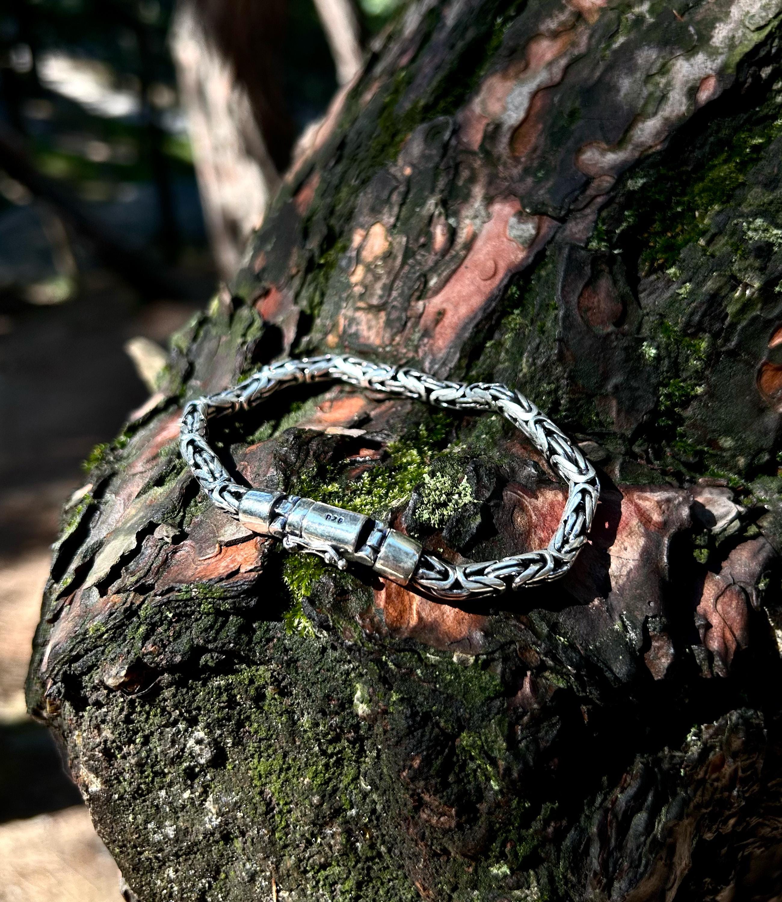 Sterling Silver Byzantine Bracelet for Men: Thick King Chain, Box