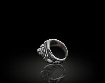 Sterling Silver Lion Head Ring For Men - 'The King' Engraved Band, Animal Kingdom Jewelry Gift For Father, Son, Friend (Size 10.5) - View #8