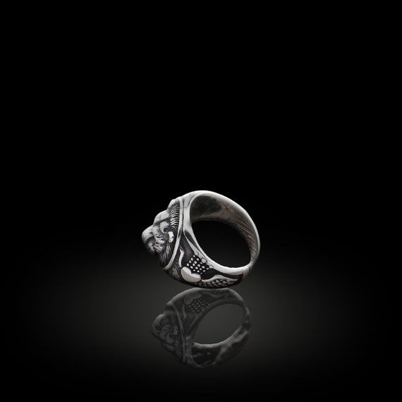 Sterling Silver Lion Head Ring For Men - 'The King' Engraved Band, Animal Kingdom Jewelry Gift For Father, Son, Friend (Size 10.5) - View #6
