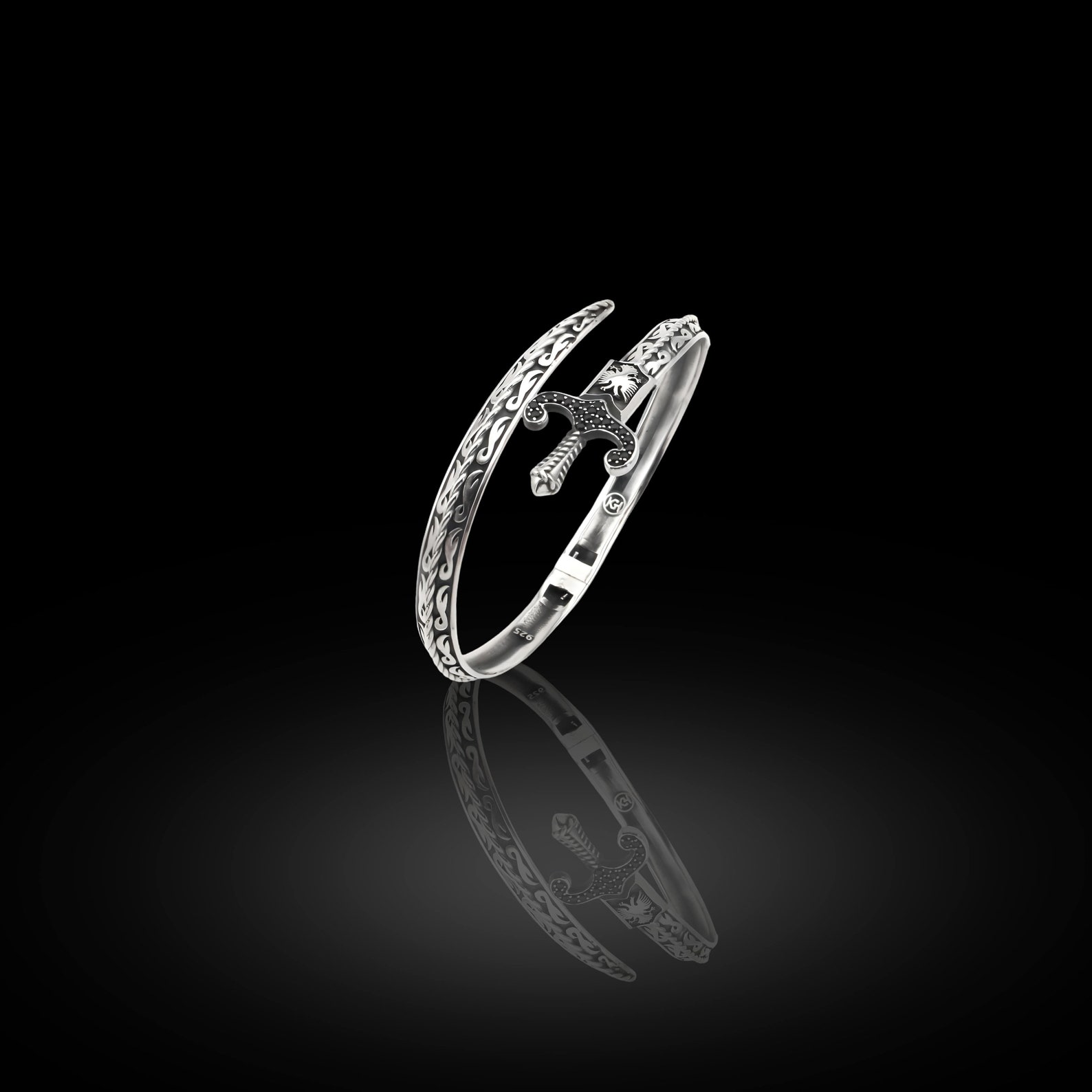 925 Sterling Silver Adjustable Men Bracelet Unique Male Etsy