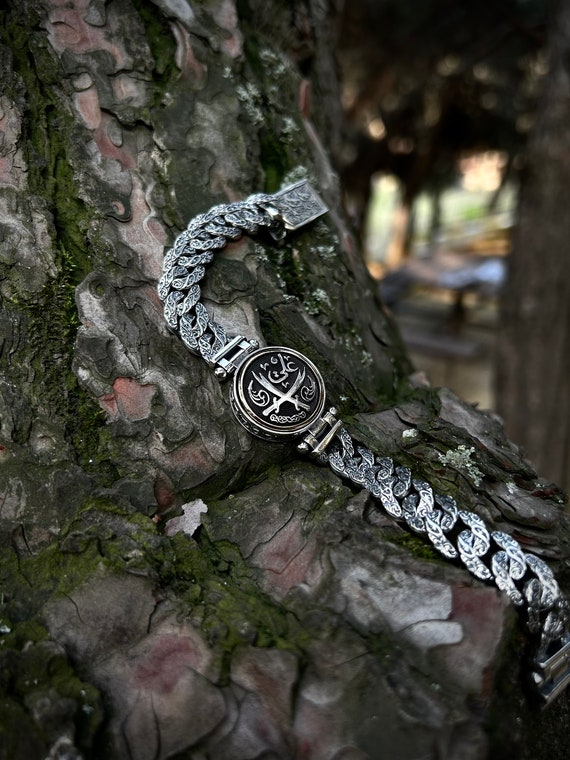 925 Sterling Silver Zulfiqar Chain Bracelet: Engraved Shia Jewelry