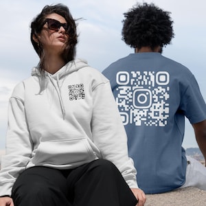 T-shirt à capuche avec code QR Instagram | Partagez votre profil instantanément | Cadeau parfait pour les influenceurs et les créateurs