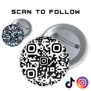 QR Code Badge – Instagram TikTok Pin Button – Scan to Follow Social Media QR Badge für Kreative, Influencer & Events – Benutzerdefinierter QR Code Pin