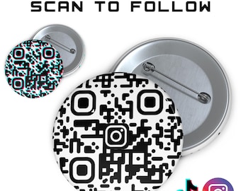 Insignia de código QR - Botón Pin de Instagram TikTok - Escanee para seguir Insignia QR de redes sociales para creadores, influencers y eventos - Pin de código QR personalizado