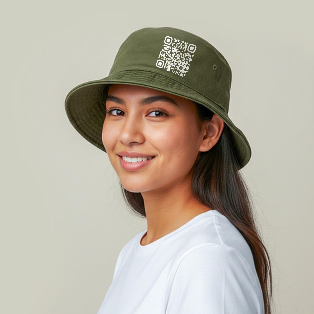 QR Code Bucket Hat – Scannable Cotton Fishing Festival Hat for ...
