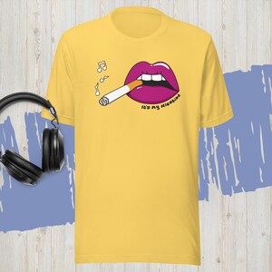 Mouth T-shirt - Women&#39;s Lips T-shirt - Cigarette T-shirt - Music Themed Gift -
