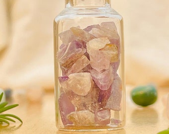 stress relief bottle gift, crystal amethyst Bottle, gemstone gift, anxiety relief gift, glass bottle, amethyst gift, Home Decorate Bottle